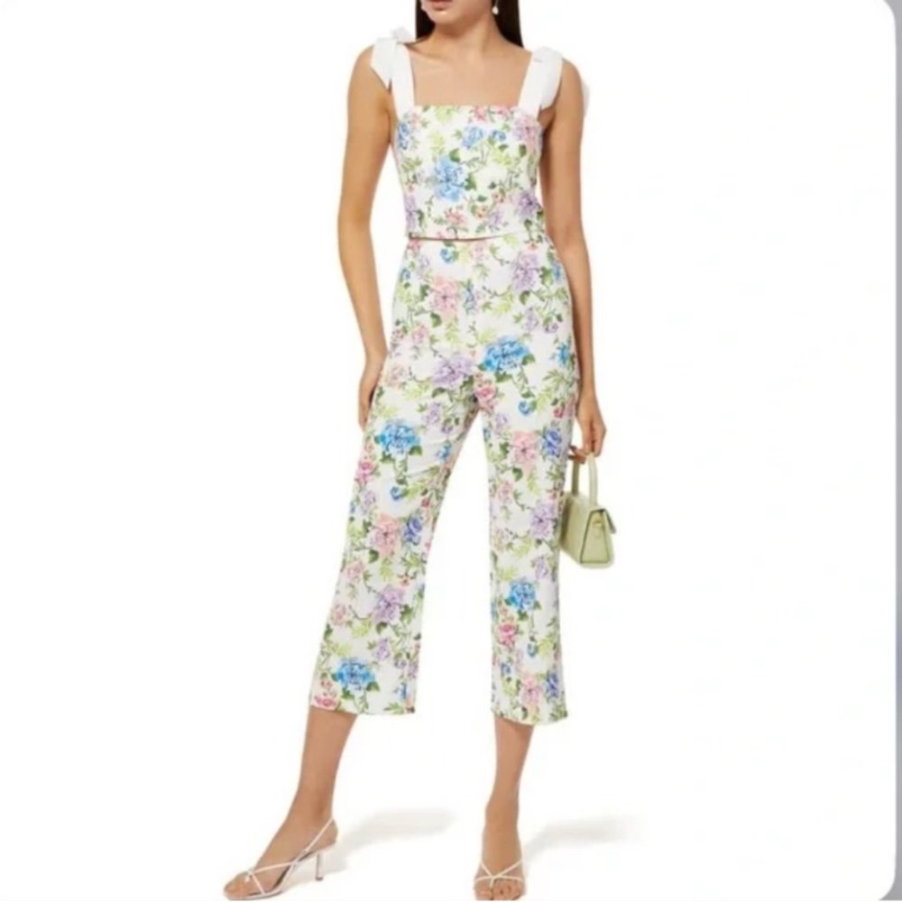 NWOT Alice + Olivia Women’s White Pink Gardenia Lorenda Floral Crop Pants,Sz 4/S